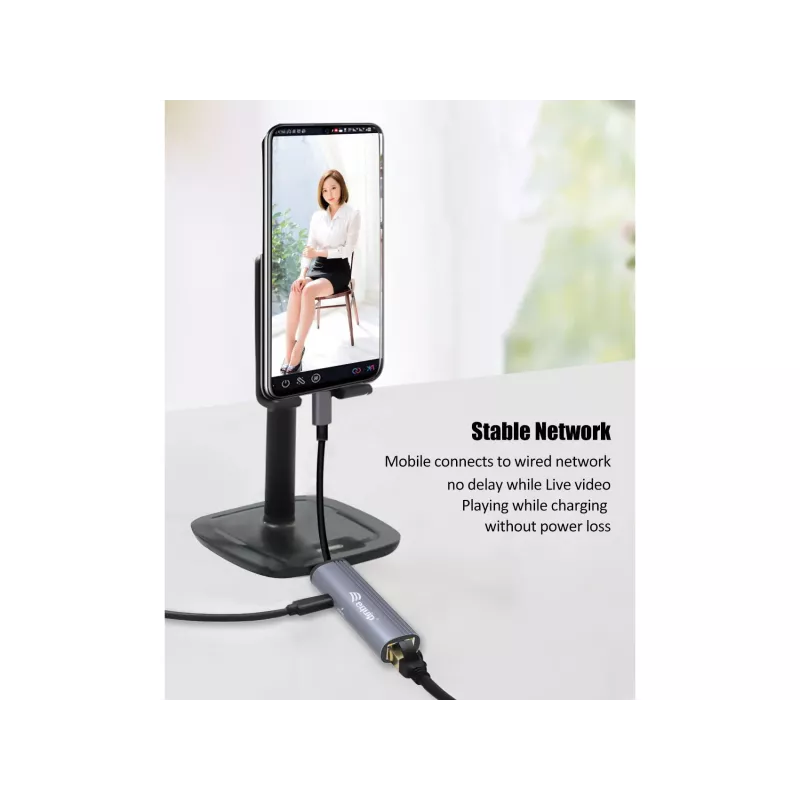 Equip USB-C į RJ45 Gigabit tinklo + PD adapteris USB Type-C 100W