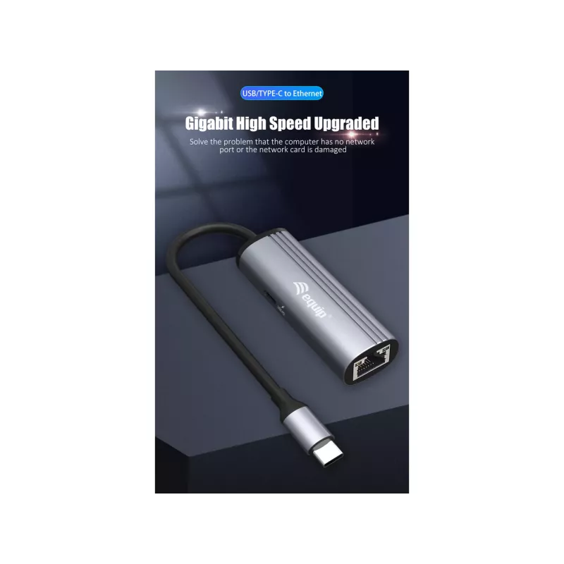 Equip USB-C į RJ45 Gigabit tinklo + PD adapteris USB Type-C 100W
