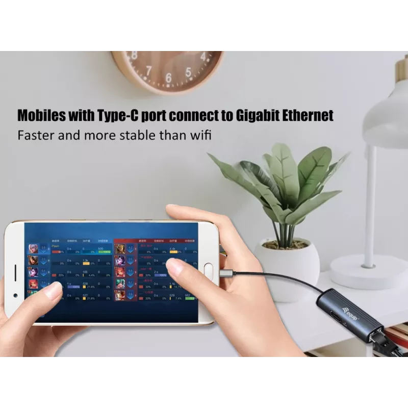 Equip USB-C į RJ45 Gigabit tinklo + PD adapteris USB Type-C 100W