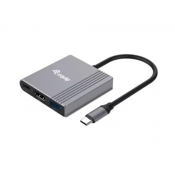 Equip 3-in-1 USB-C į HDMI / USB-A / USB PD adapteris, 3.2 Gen 1 (3.1 Gen 1), USB Type-C, HDMI išvestis, 3840 x 2160 pikselių
