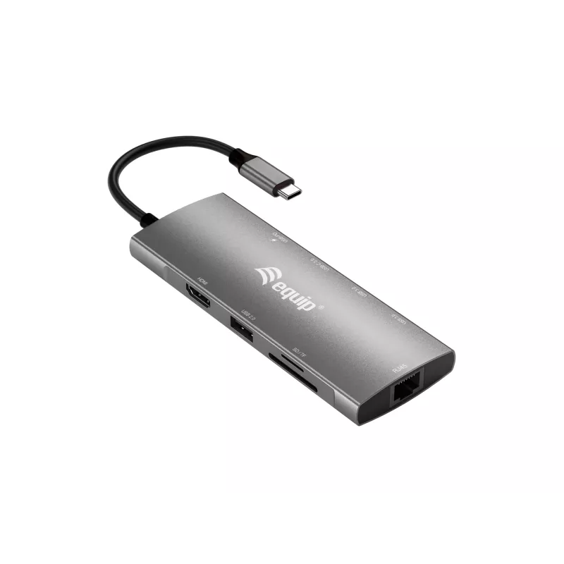 Equip USB-C 9 in 1 Multifunctional Adapter, HDMI 4K/60Hz, Gigabit LAN, USB 3.2 GEN1, SD/TF, 100W USB PD