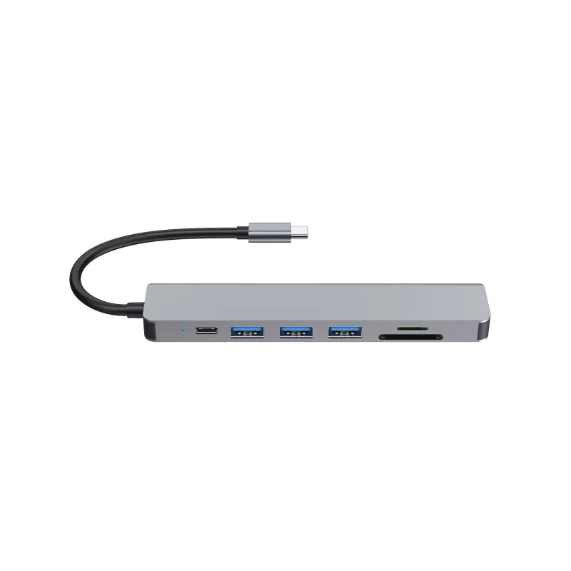 Equip USB-C 7-in-1 daugiafunkcis adapteris, HDMI 4K/60Hz, USB 3.2 Gen1 x 3, TF/MICRO SD, 100W USB PD