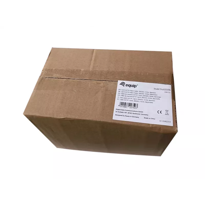 Equip Cat.6 S/FTP komutacinis kabelis, 10,0 m, juodas, 9 vnt./rinkinys, 10 m, Cat6, S/FTP (S-STP), RJ-45, RJ-45, juodas
