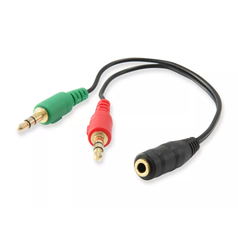 Equip garso skirstytuvas, juodas, 3,5 mm, 2 x 3,5 mm, lizdas, kištukas, PVC