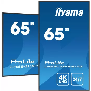 „iiyama LH6541UHS-B1AG“ reklaminis ekranas 163,8 cm (64,5 col.) LCD 500 cd/m² 4K Ultra HD juodas 24/7