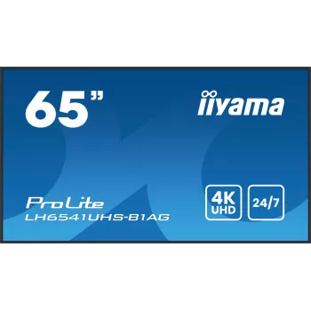 „iiyama LH6541UHS-B1AG“ reklaminis ekranas 163,8 cm (64,5 col.) LCD 500 cd/m² 4K Ultra HD juodas 24/7