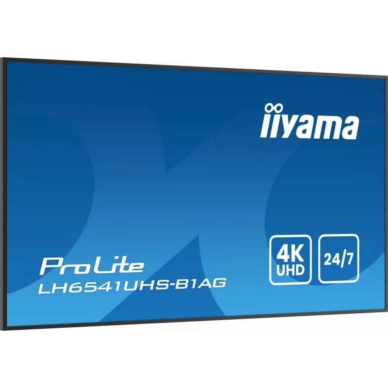 „iiyama LH6541UHS-B1AG“ reklaminis ekranas 163,8 cm (64,5 col.) LCD 500 cd/m² 4K Ultra HD juodas 24/7