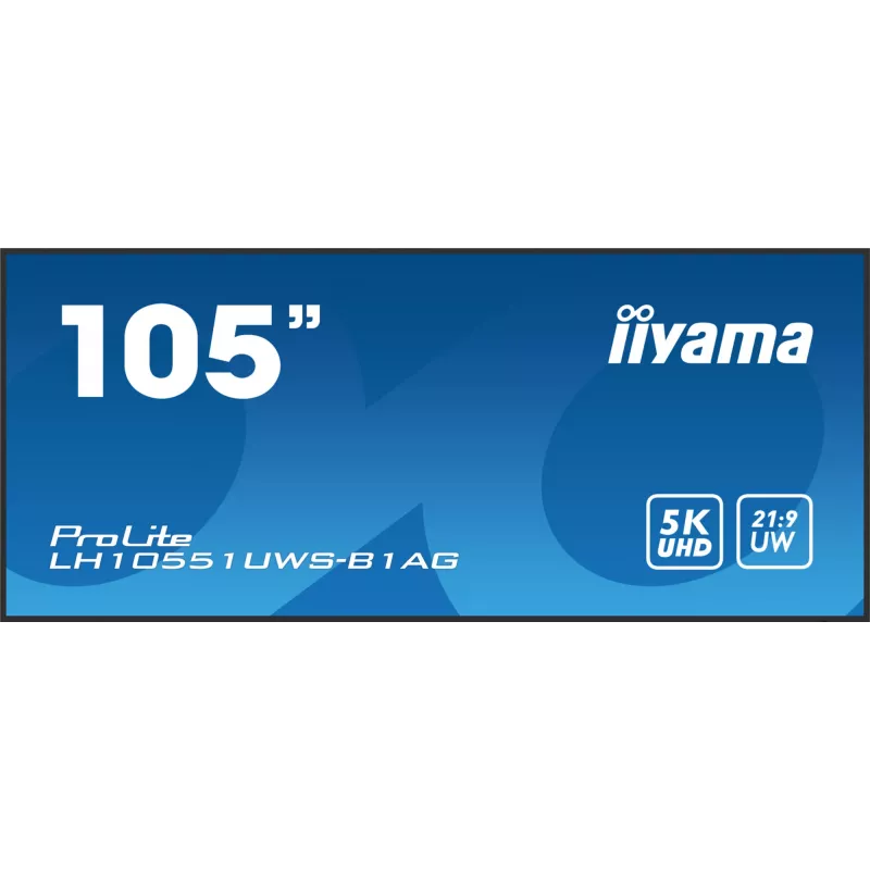 IIYAMA LH10551UWS-B1AG reklaminis ekranas Skaitmeninis reklaminis plokščiasis ekranas 2.67 m (105 col.) LED 500 cd/m² itin platus 5K HD juodas 24/7