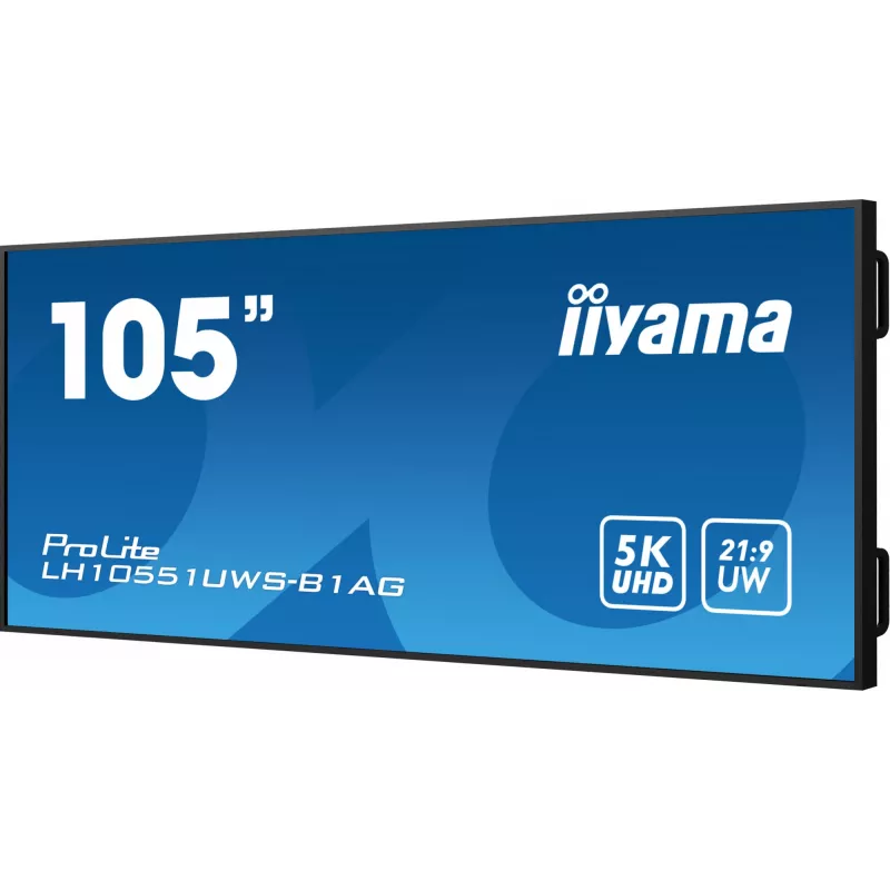 IIYAMA LH10551UWS-B1AG reklaminis ekranas Skaitmeninis reklaminis plokščiasis ekranas 2.67 m (105 col.) LED 500 cd/m² itin platus 5K HD juodas 24/7