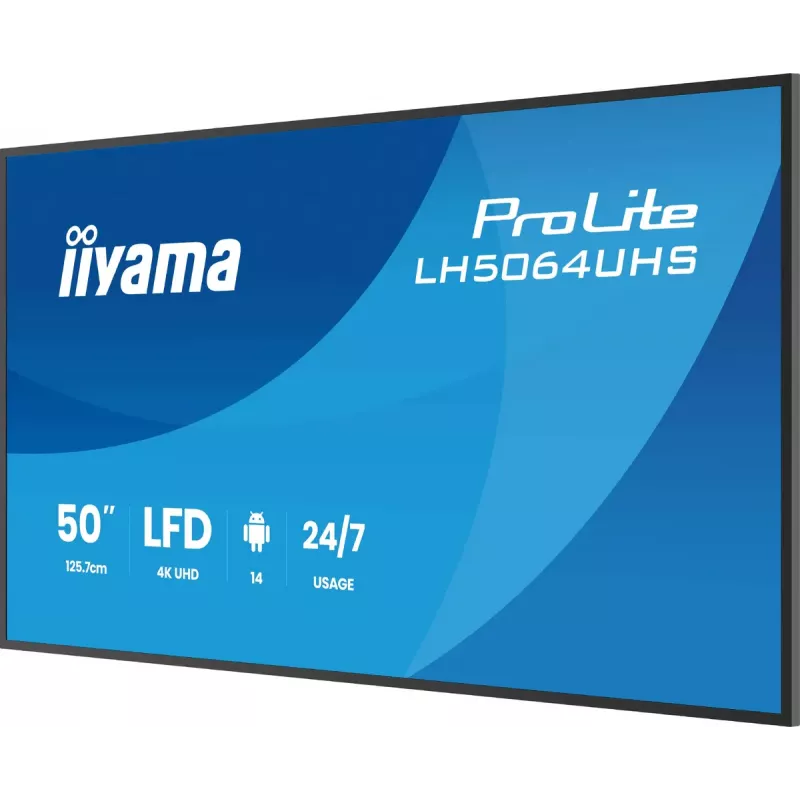 Skaitmeninės reklamos plokščiasis ekranas iiyama LH5064UHS-B1AG 50 colių 4K Ultra HD