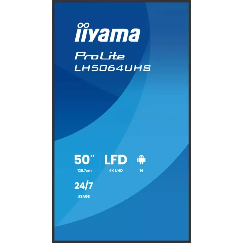 Skaitmeninės reklamos plokščiasis ekranas iiyama LH6564UHS-B1AG 65 colių 4K Ultra HD