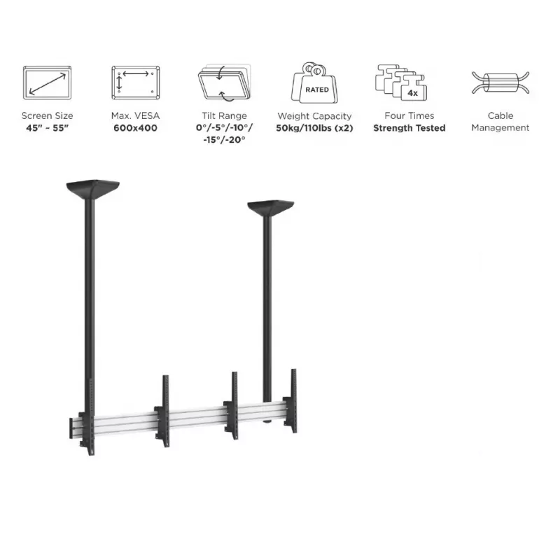 Equip 45 inch-55 inch dvigubo ekrano lubinis laikiklis