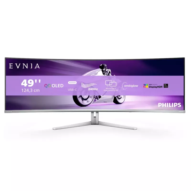 Philips Evnia 8000 49M2C8900/00 kompiuterio monitorius 124,2 cm (48,9 colio) 5120 x 1440 pikselių Dual QHD QD-OLED Baltas