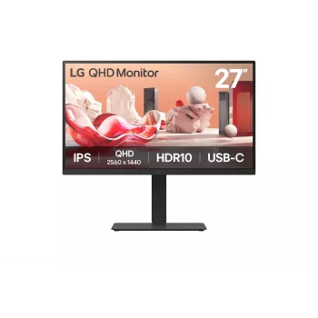 LG 27BA75QB-B.AEU kompiuterio monitorius 68,6 cm (27 colių) 2560 x 1440 pikselių Wide Quad HD LED juodas