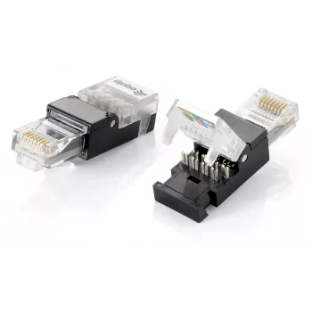 Equip Įrankiams nereikalaujantis RJ45 kištukas, Cat.6, RJ-45, Juodas, Skaidrus, Polikarbonatas, Cat6, -10 - 60 °C, 12 g