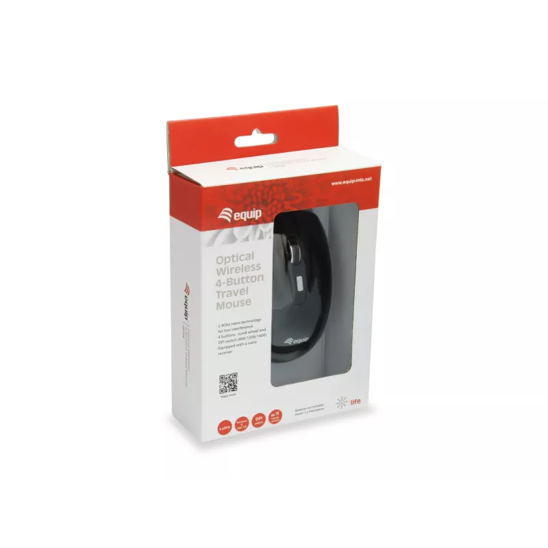 Equip 245104 pelė Kelionėms Ambidextrous RF Wireless Optical 1600 DPI