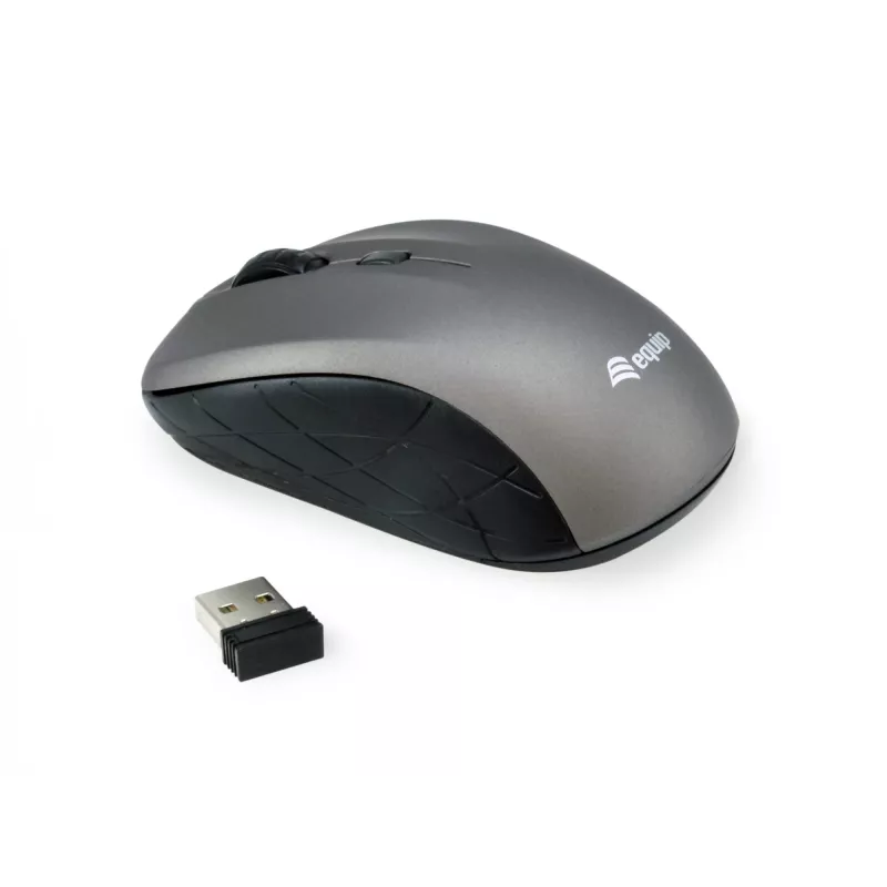 „Equip“ mini optinė belaidė pelė, abiem rankoms tinkama, optinė, RF belaidė, 1600 DPI, pilka