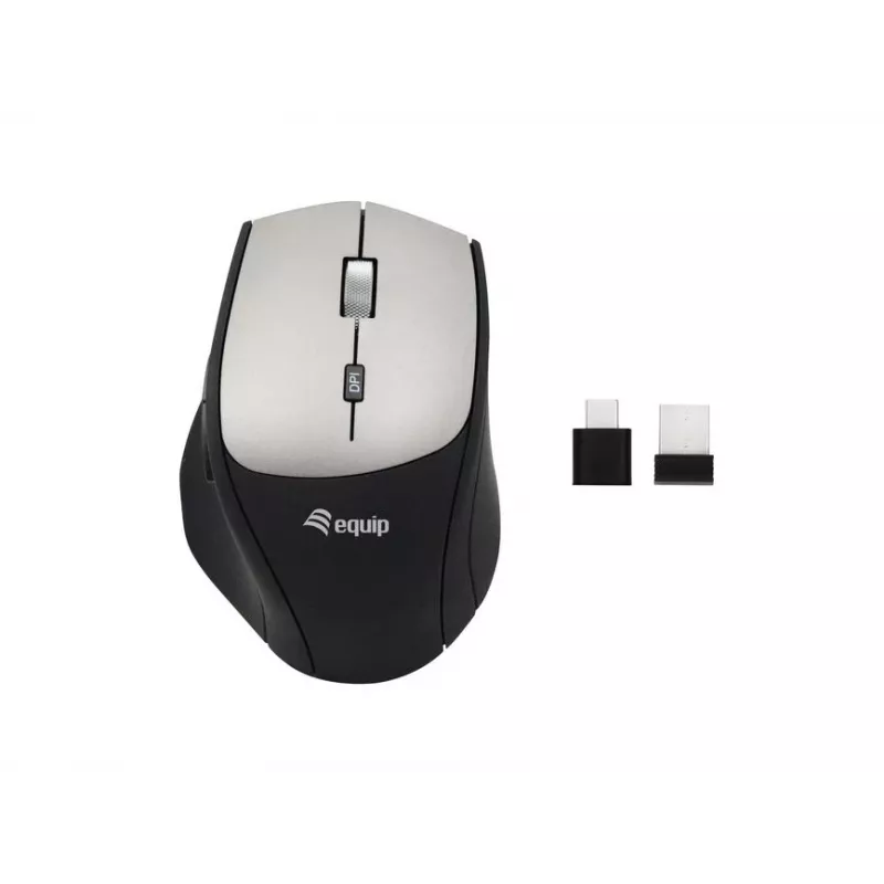 Equip 245115 belaidė pelė su dvigubo prijungimo adapteriu (USB-C+A)