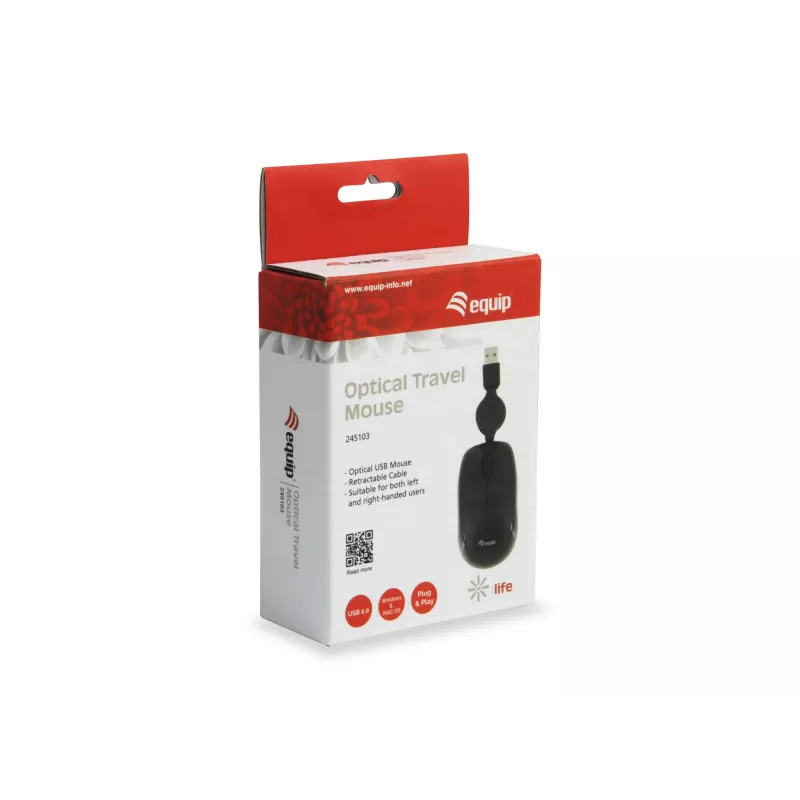 Equip 245103 pelė kelionėms abiem rankoms tinkama USB Type-A optinė 1000 DPI