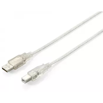 USB 2.0 Type A–Type B laidas Equip 128653 1,0 m permatomas sidabrinis