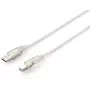 USB 2.0 Type A to Type B kabelis Equip 128650 1.8m Transparent Sidabrinė