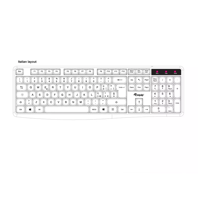 Equip 245213 klaviatūra, skirta biurui, USB, QWERTY, itališka, juoda
