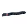 Equip 8 lizdų maitinimo skirstytuvas, 6 x IEC-C13 + 2 x IEC-C19, įjungimo/išjungimo jungiklis, aliuminio korpusas