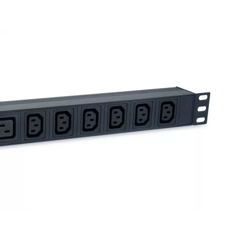 Equip 8 lizdų maitinimo skirstytuvas, 6 x IEC-C13 + 2 x IEC-C19, įjungimo/išjungimo jungiklis, aliuminio korpusas