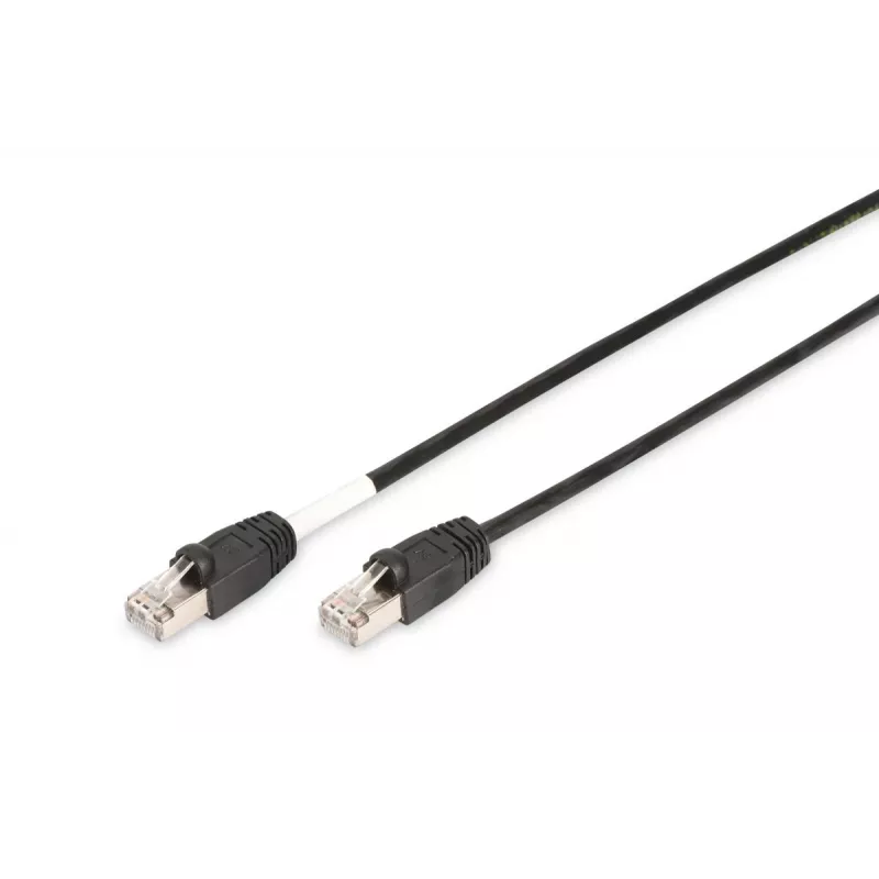 DIGITUS lauko komutacinis kabelis - CAT6 - S/FTP - su įvorėmis - Cu - 3m - juodas apvalkalas