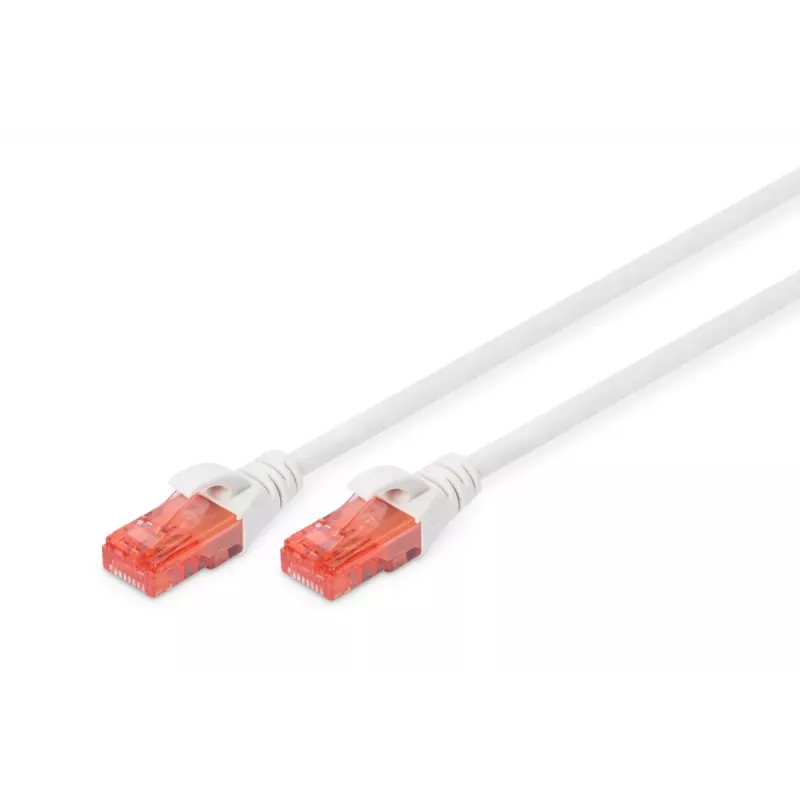 DIGITUS komutacinis kabelis - CAT6 - U/UTP - apsaugota užkarda - Cu - 50 cm - balta