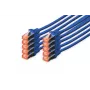 DIGITUS komutacinis kabelis - CAT6 - S/FTP - Snagless - Cu - 5m - mėlynas - 10pk