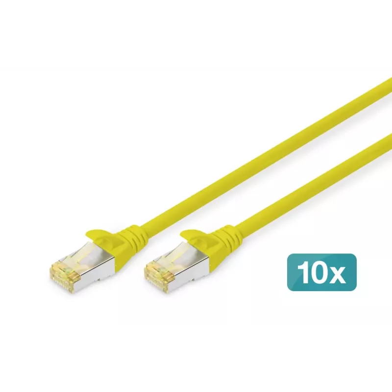 DIGITUS komutacinis kabelis - CAT6a - S/FTP - Snagless - 1m - Geltona - 10pk