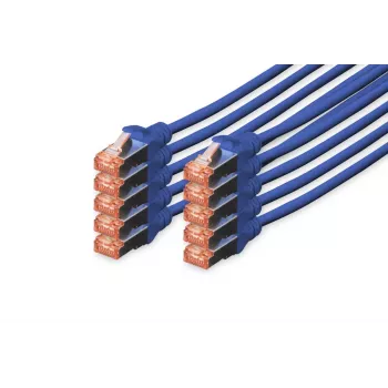 DIGITUS komutacinis kabelis - CAT6 - S/FTP - Snagless - Cu - 2m - mėlynas - 10 vnt.