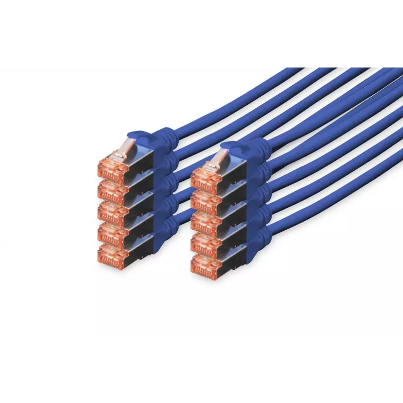 DIGITUS komutacinis kabelis - CAT6 - S/FTP - Snagless - Cu - 2m - mėlynas - 10 vnt.