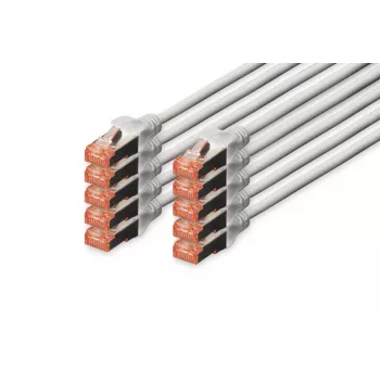 DIGITUS komutacinis kabelis - CAT6 - S/FTP - Snagless - 50 cm - pilkas - 10 vnt.