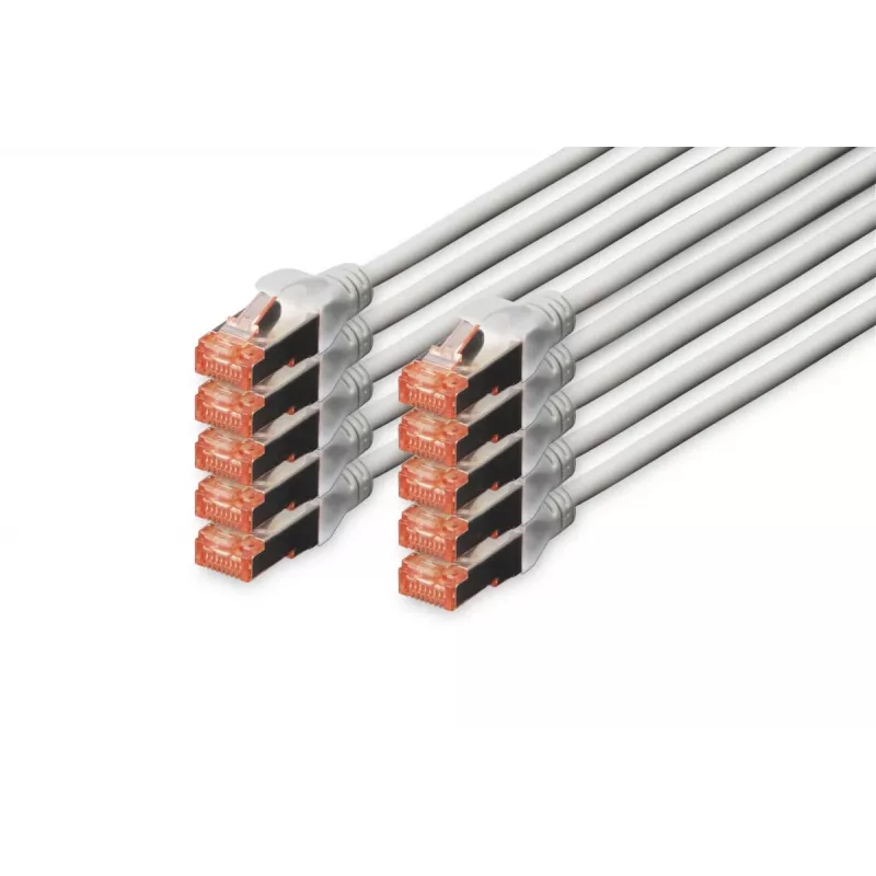 DIGITUS komutacinis kabelis - CAT6 - S/FTP - Snagless - 50 cm - pilkas - 10 vnt.