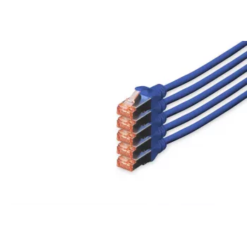 DIGITUS komutacinis kabelis - CAT6 - S/FTP - Snagless - Cu - 10m - blue - 5pk