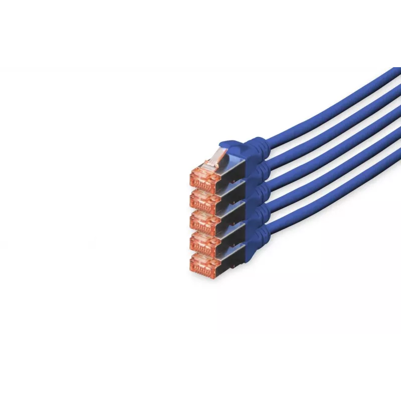 DIGITUS komutacinis kabelis - CAT6 - S/FTP - Snagless - Cu - 10m - blue - 5pk