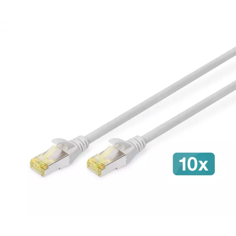 DIGITUS komutacinis kabelis - CAT6a - S/FTP - Snagless - Cu - 0,25 m - pilkas - 10 vnt. pakuotė