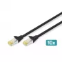 DIGITUS komutacinis kabelis - CAT6a - S/FTP - Snagless - 3m - Juoda - 10pk