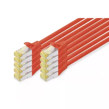 DIGITUS komutacinis kabelis - CAT6a - S/FTP - neužkabinamas - 3 m - raudonas - 10 vnt.