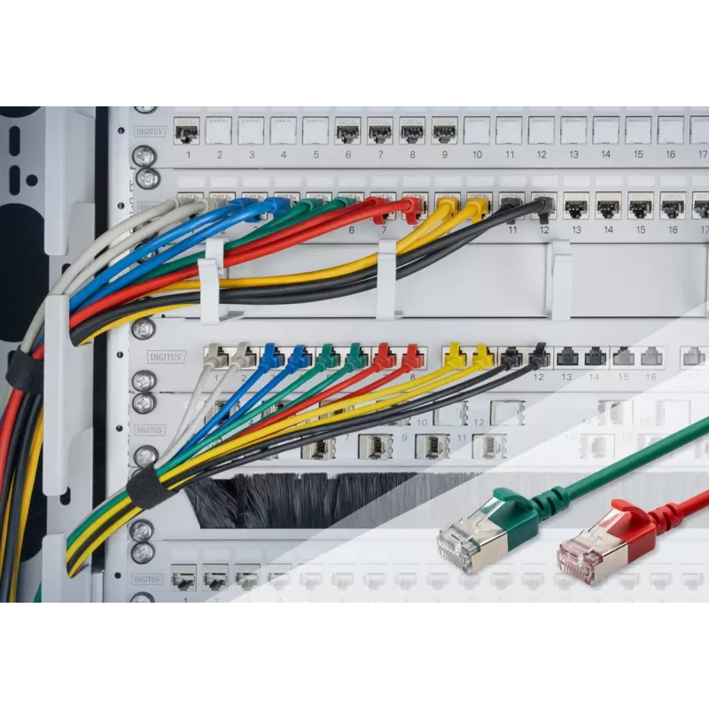 DIGITUS Plonas komutacinis kabelis - CAT6A - F-FTP - 1,5 m - Juodas