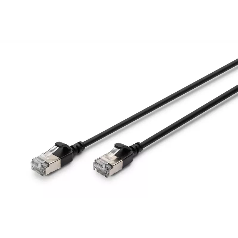 DIGITUS plonas komutacinis kabelis - CAT6A - F-FTP - 2m - Juoda