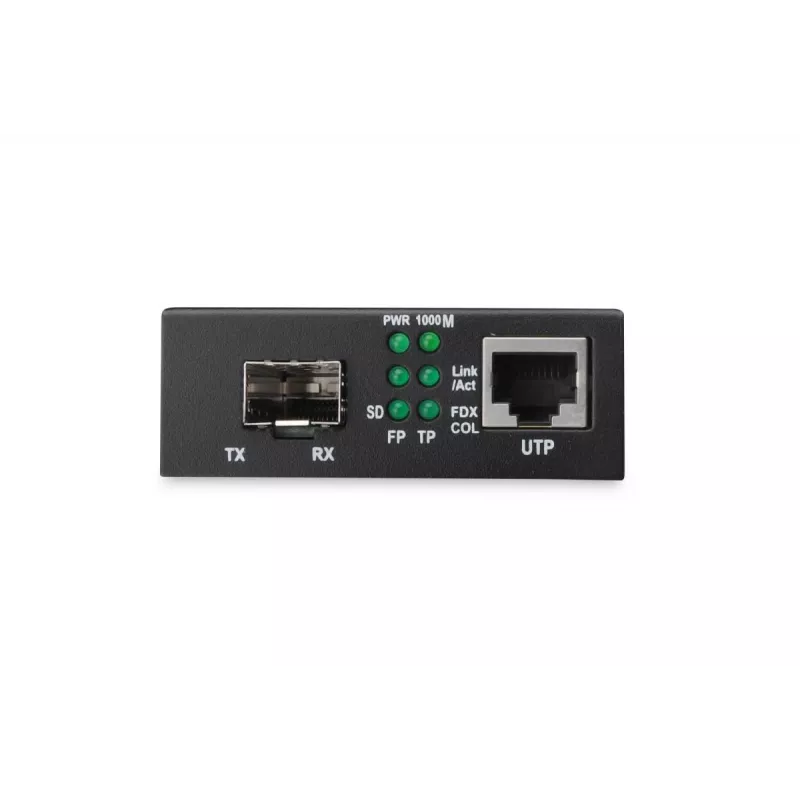 DIGITUS medijos keitiklis, SFP 10/100/1000Base-T į atvirą SFP lizdą, su maitinimo bloku be SFP modulio
