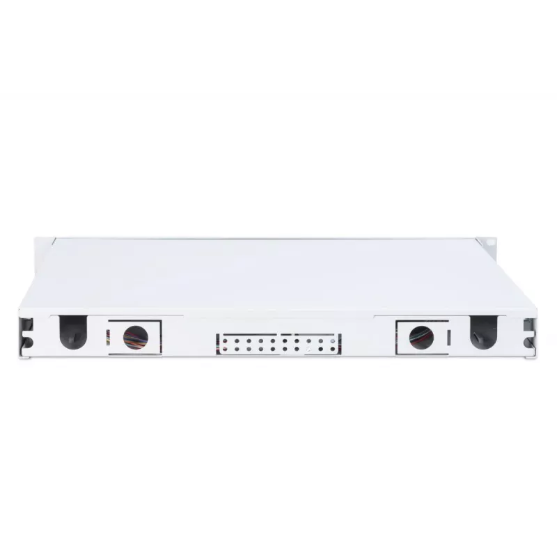 DIGITUS Fiber Optic Sliding Splice Box, 1U, Equipped 24x LC duplex, incl. M 25 Screw, Splice Cassette Color Pigtails OM4, Adapter
