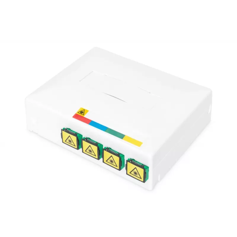 DIGITUS FTTH gaubtas, su 4x SC (APC) SX adapterių paviršiumi ir DIN bėgelio tvirtinimu
