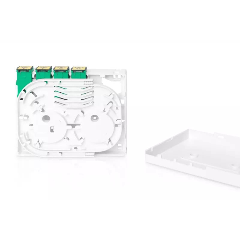 DIGITUS FTTH gaubtas, su 4x SC (APC) SX adapterių paviršiumi ir DIN bėgelio tvirtinimu