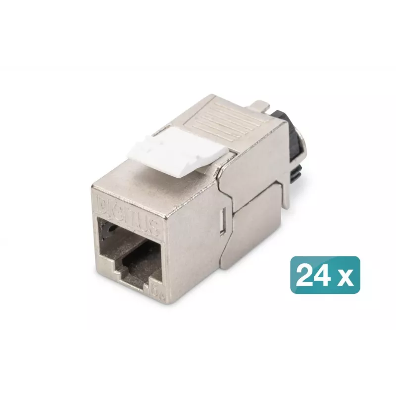 DIGITUS CAT6a Keystone Jack - ekranuotas, beranktis pajungimas - išmanusis kabelių laikiklis - 24 vnt.