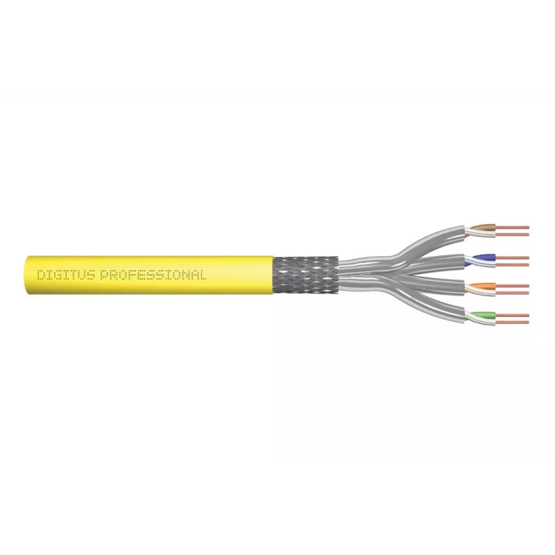 DIGITUS instaliacinis kabelis - Cat 7a - S/FTP - AWG 22/1 simplex - 100 m - Geltonas