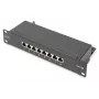 DIGITUS Patch Panel CAT6A ekranuotas, 8 prievadų 1U, 10 colių montavimui stove, juodas RAL 9005